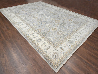 Heriz hand-knotted wool rug in Gray & Ivory, 12'2" x 17'11" — SKU O084459 (view 3)