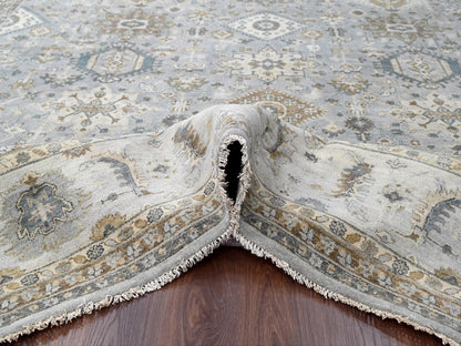Heriz hand-knotted wool rug in Gray & Ivory, 12'2" x 17'11" — SKU O084459 (view 5)