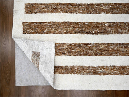 Brown 12'1" x 17'9" Modern / Contemporary Hand knotted Wool Rug - Sku: O084462