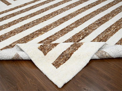 Brown 12'1" x 17'9" Modern / Contemporary Hand knotted Wool Rug - Sku: O084462