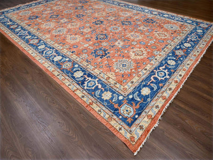 Orange 12'0" x 17'10" Oushak / Peshawar Hand knotted Wool Rug - Sku: O084467