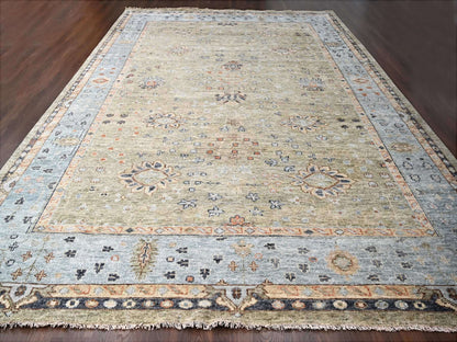 Green 11'9" x 17'9" Oushak / Peshawar Hand knotted Wool Rug - Sku: O084489