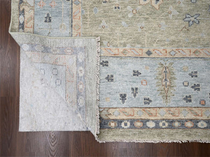 Green 11'9" x 17'9" Oushak / Peshawar Hand knotted Wool Rug - Sku: O084489