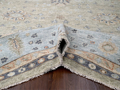 Green 11'9" x 17'9" Oushak / Peshawar Hand knotted Wool Rug - Sku: O084489