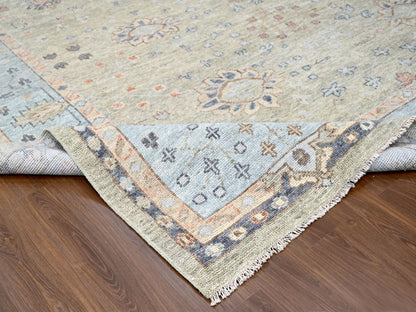 Green 11'9" x 17'9" Oushak / Peshawar Hand knotted Wool Rug - Sku: O084489