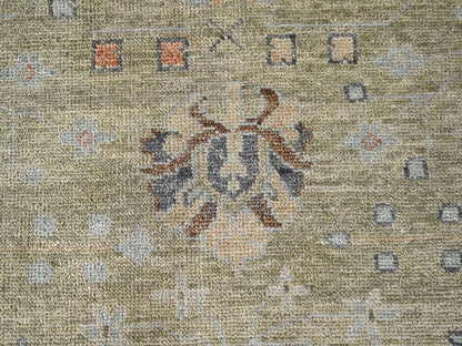 Green 11'9" x 17'9" Oushak / Peshawar Hand knotted Wool Rug - Sku: O084489