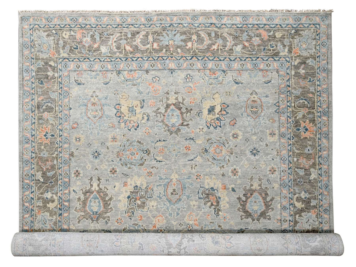 Oushak Oushak hand-knotted wool rug in Gray & Camouflage Gray, 12' x 17'9" — SKU O084491