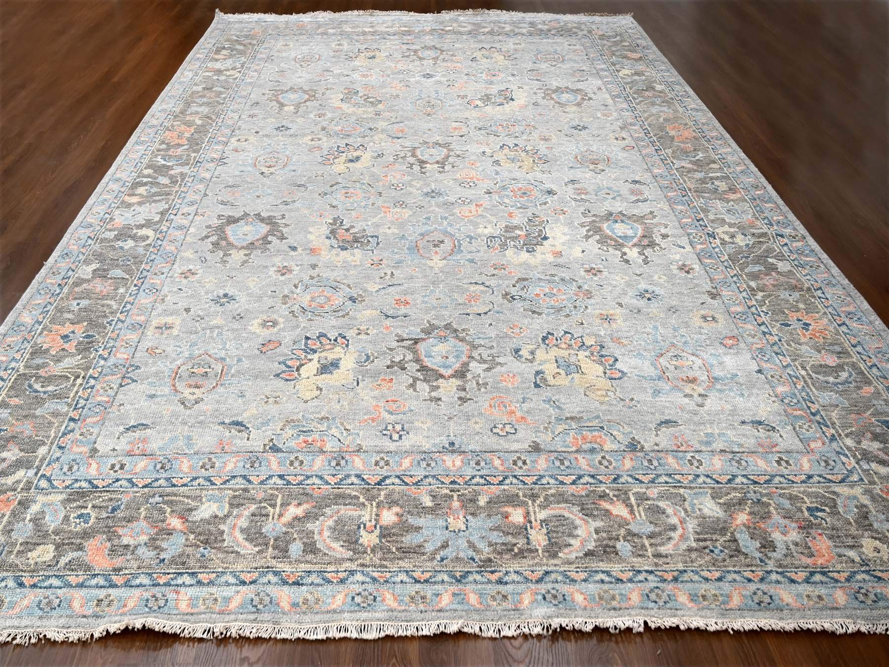 Oushak Oushak hand-knotted wool rug in Gray & Camouflage Gray, 12' x 17'9" — SKU O084491 (view 2)