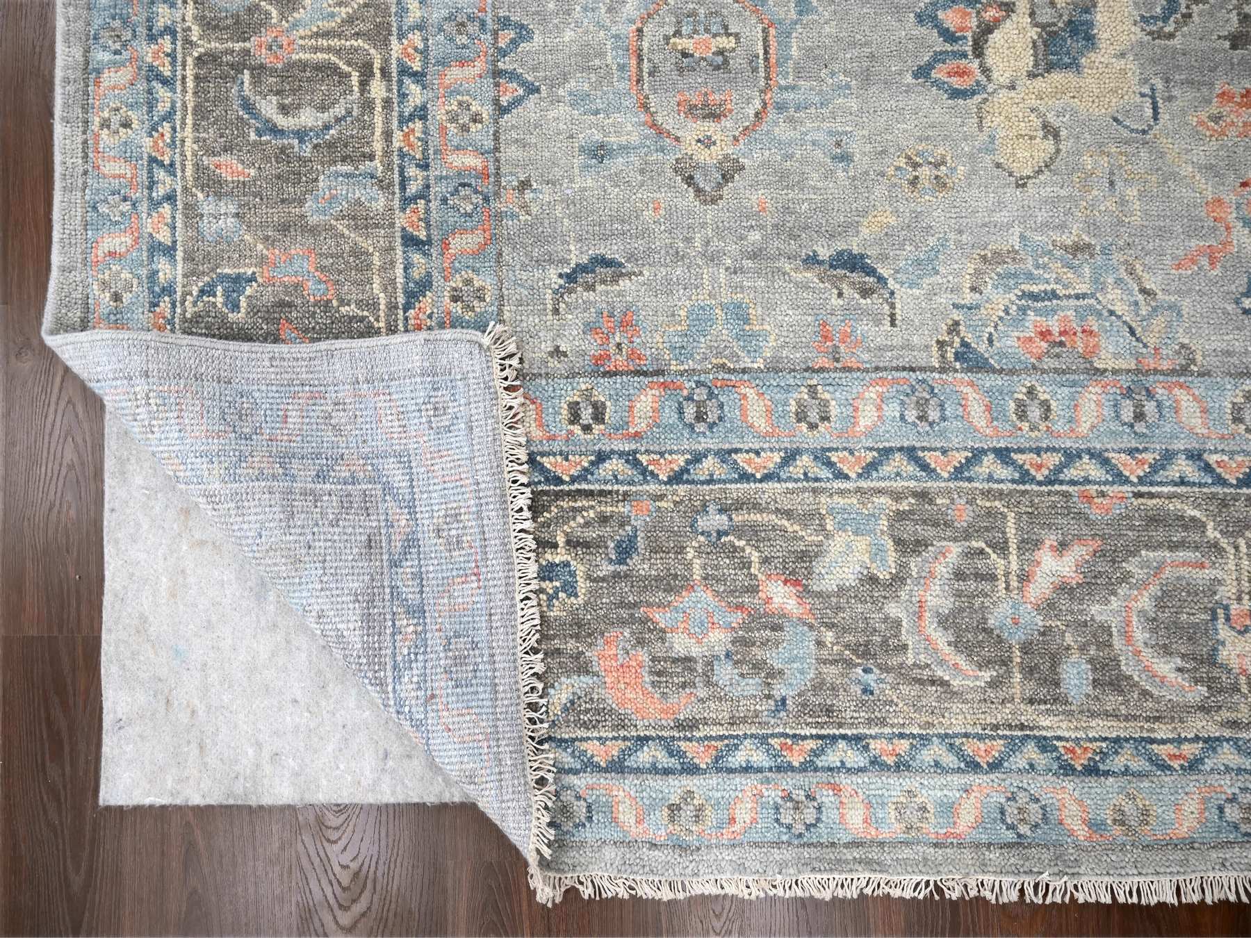 Oushak Oushak hand-knotted wool rug in Gray & Camouflage Gray, 12' x 17'9" — SKU O084491 (view 4)
