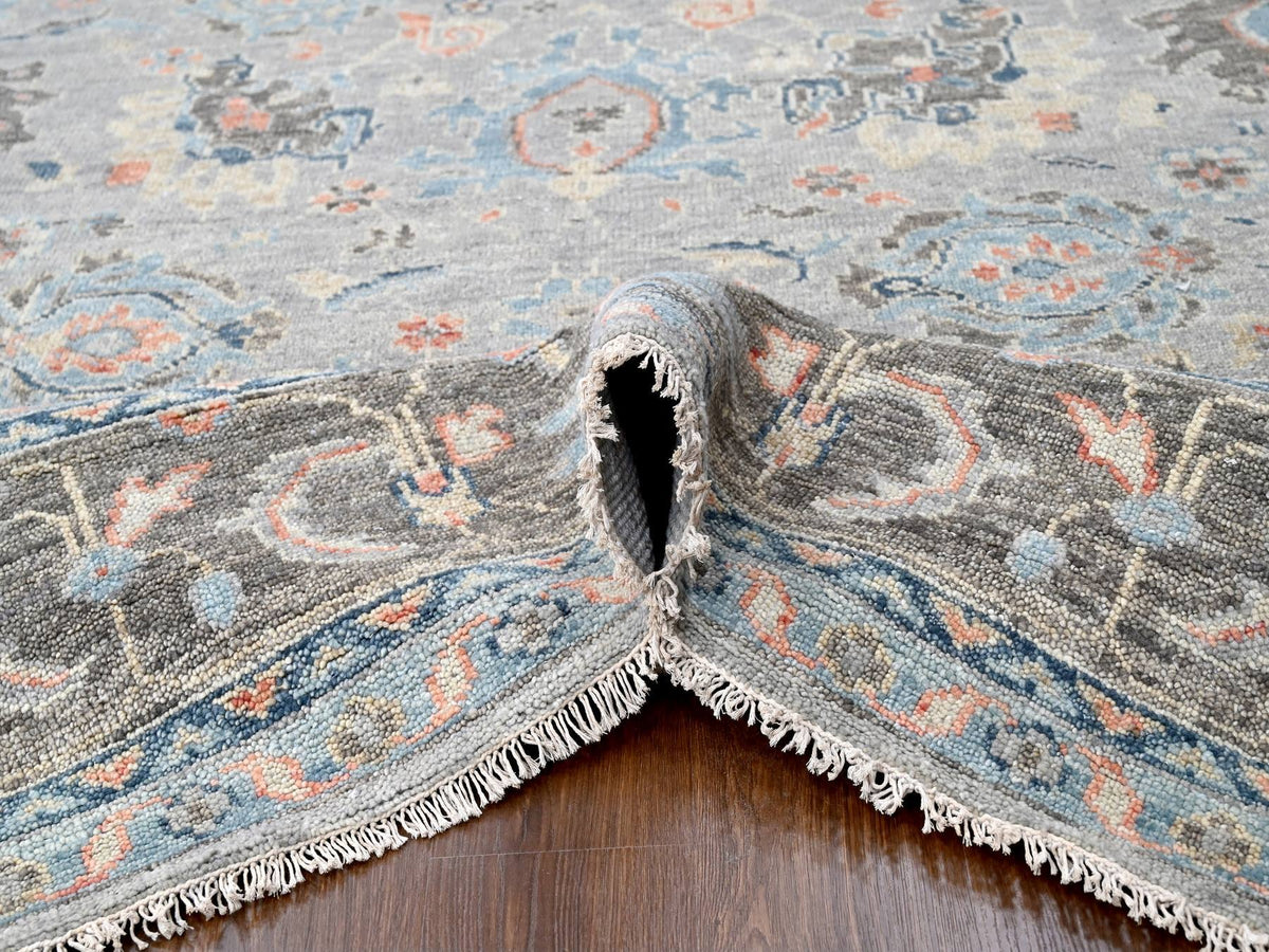 Oushak Oushak hand-knotted wool rug in Gray & Camouflage Gray, 12' x 17'9" — SKU O084491 (view 5)