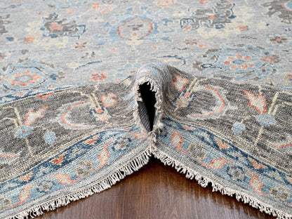 Oushak Oushak hand-knotted wool rug in Gray & Camouflage Gray, 12' x 17'9" — SKU O084491 (view 5)