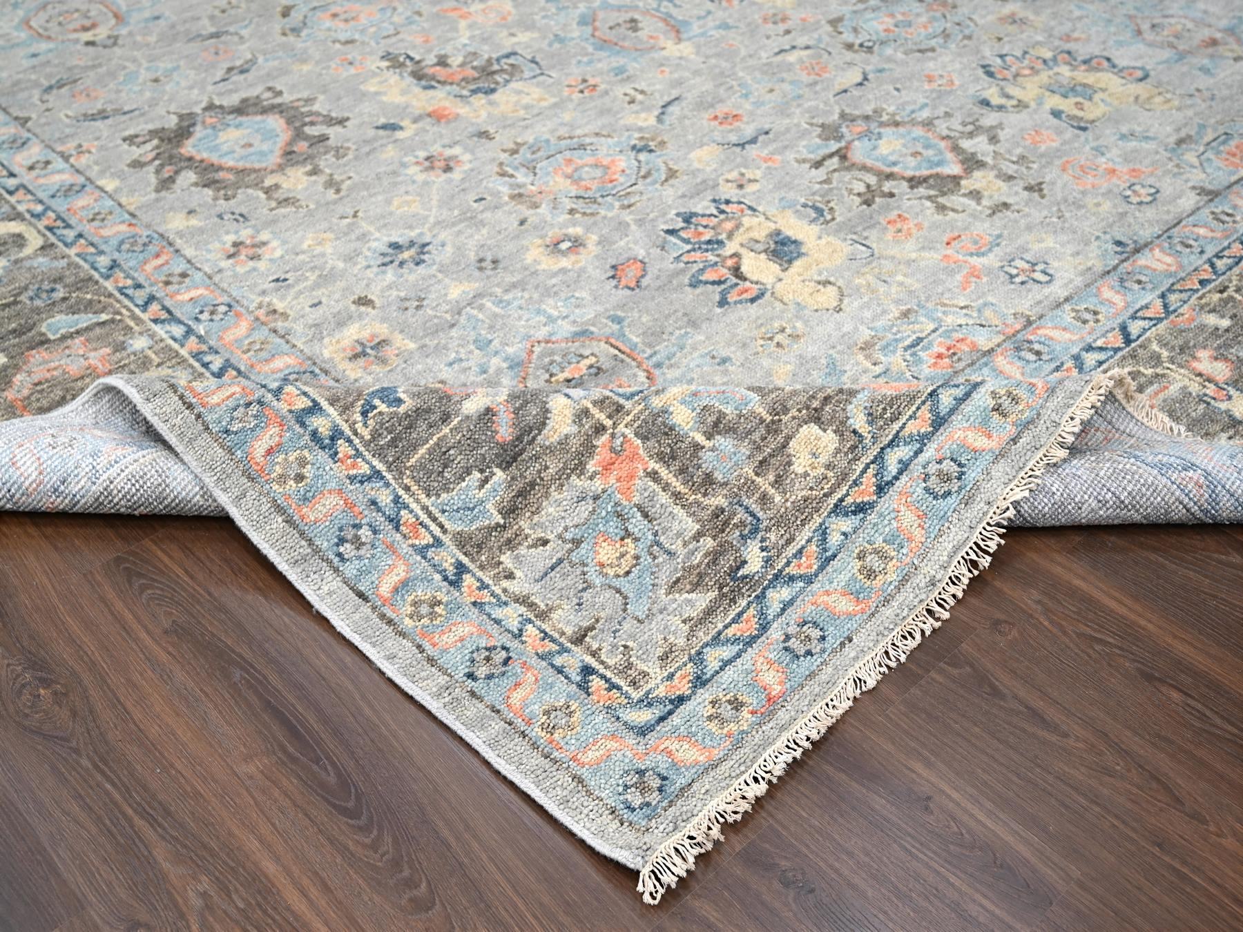 Oushak Oushak hand-knotted wool rug in Gray & Camouflage Gray, 12' x 17'9" — SKU O084491 (view 6)