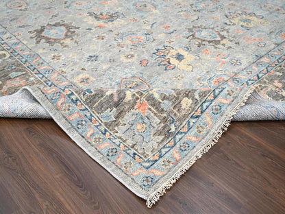 Oushak Oushak hand-knotted wool rug in Gray & Camouflage Gray, 12' x 17'9" — SKU O084491 (view 6)