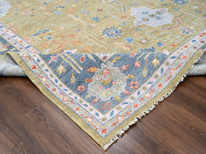 Yellow 12'1" x 17'9" Oushak / Peshawar Hand knotted Wool Rug - Sku: O084511