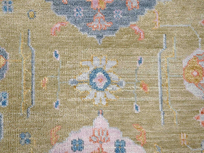 Yellow 12'1" x 17'9" Oushak / Peshawar Hand knotted Wool Rug - Sku: O084511