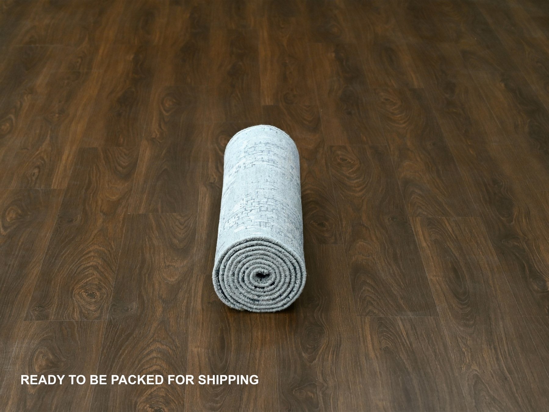 Modern / Contemporary hand-knotted wool/silk runner in Gray, 2'7" x 9'10" — SKU O084516 (view 6)