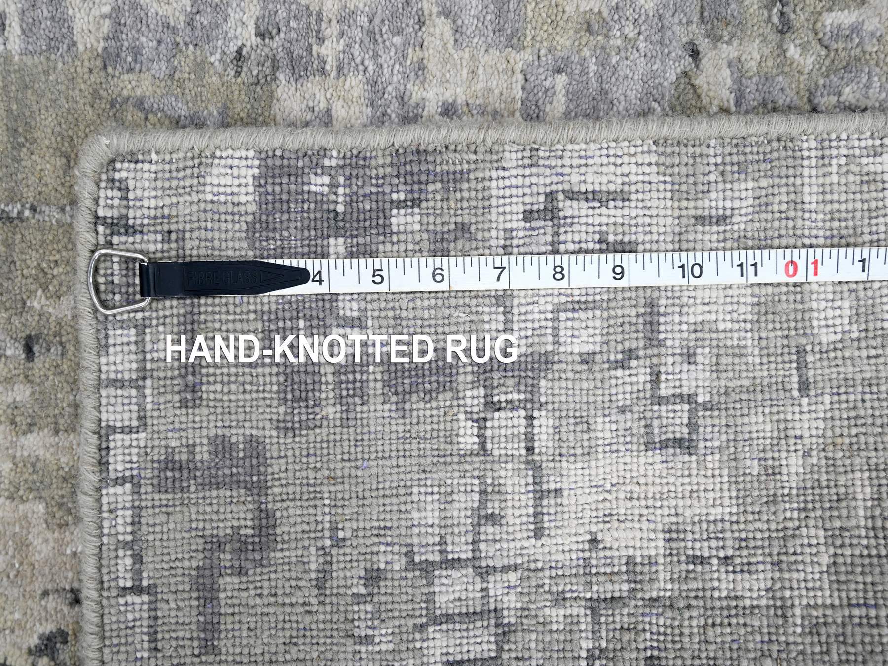 Modern / Contemporary hand-knotted wool/silk runner in Gray, 2'7" x 9'10" — SKU O084516 (view 8)