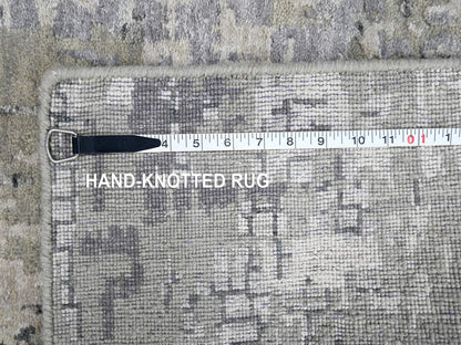 Modern / Contemporary hand-knotted wool/silk runner in Gray, 2'7" x 9'10" — SKU O084516 (view 8)