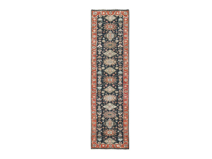 Black 2'9" x 11'10" Heriz Hand knotted Wool Rug - Sku: O084522