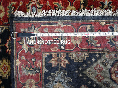 Black 2'9" x 11'10" Heriz Hand knotted Wool Rug - Sku: O084522