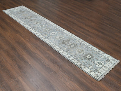 Grey 2'7" x 11'10" Traditional Hand knotted Wool Rug - Sku: O084523