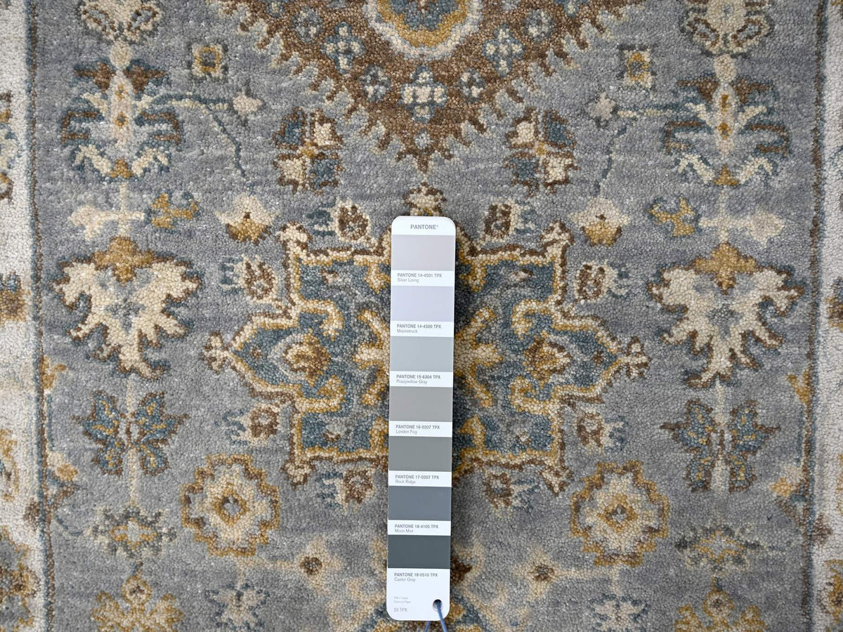 Heriz hand-knotted wool runner in Gray & White Dove, 2'7" x 11'10" — SKU O084523 (view 4)