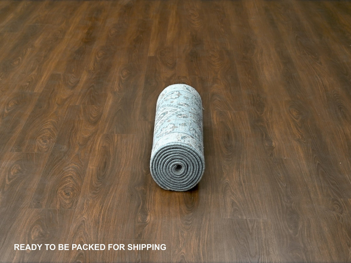 Heriz hand-knotted wool runner in Gray & White Dove, 2'7" x 11'10" — SKU O084523 (view 6)