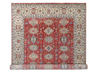 Heriz hand-knotted wool rug in Red & Gold, 9'3" x 11'11" — SKU O084532