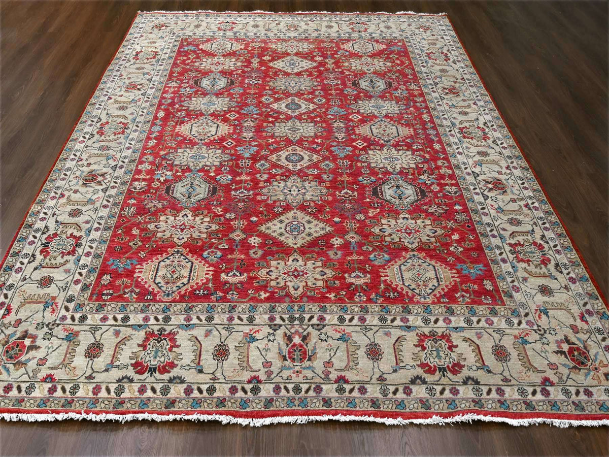 Heriz hand-knotted wool rug in Red & Gold, 9'3" x 11'11" — SKU O084532 (view 2)