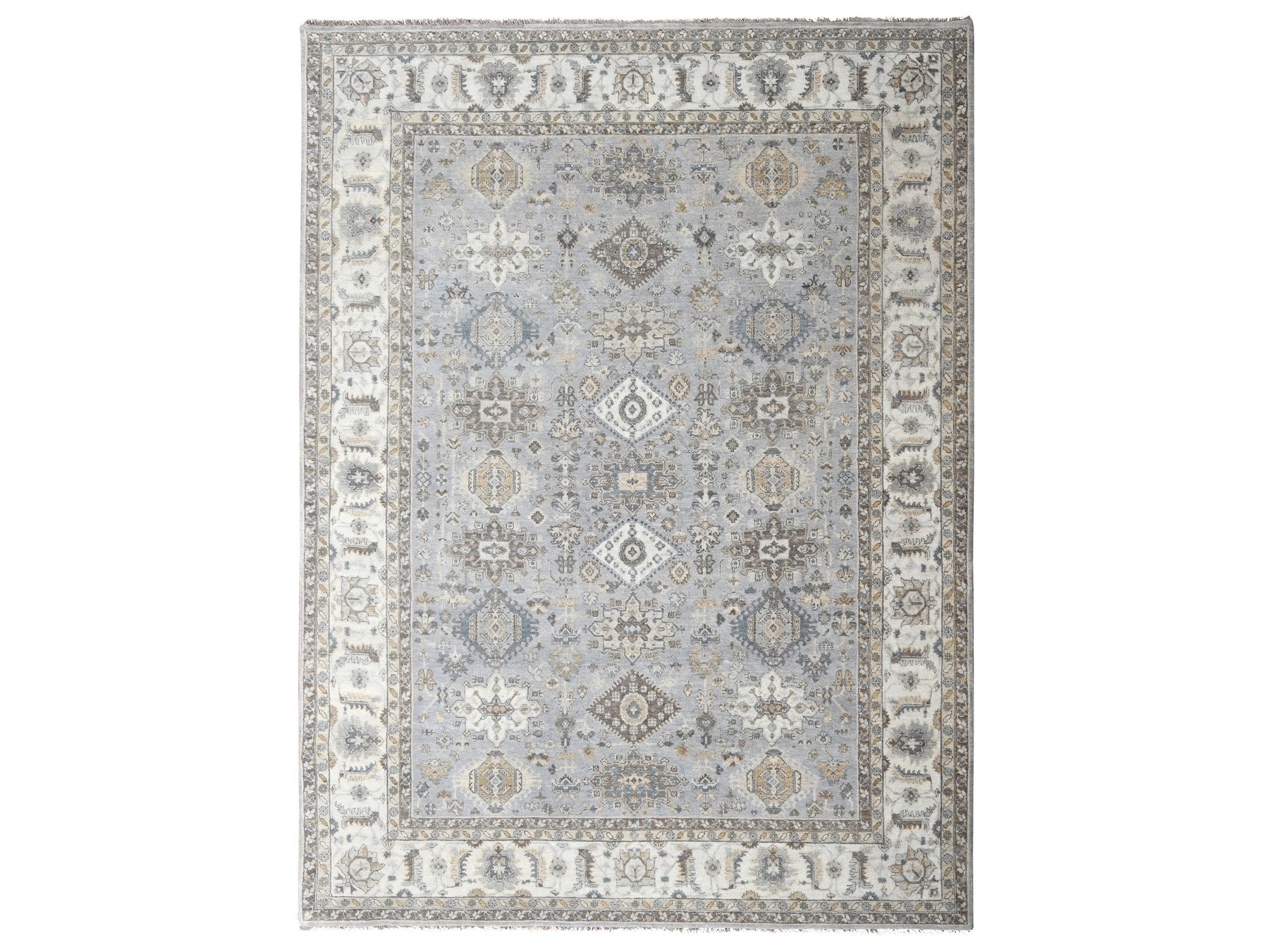 Heriz hand-knotted wool rug in Gray & Ivory, 9' x 11'10" — SKU O084567