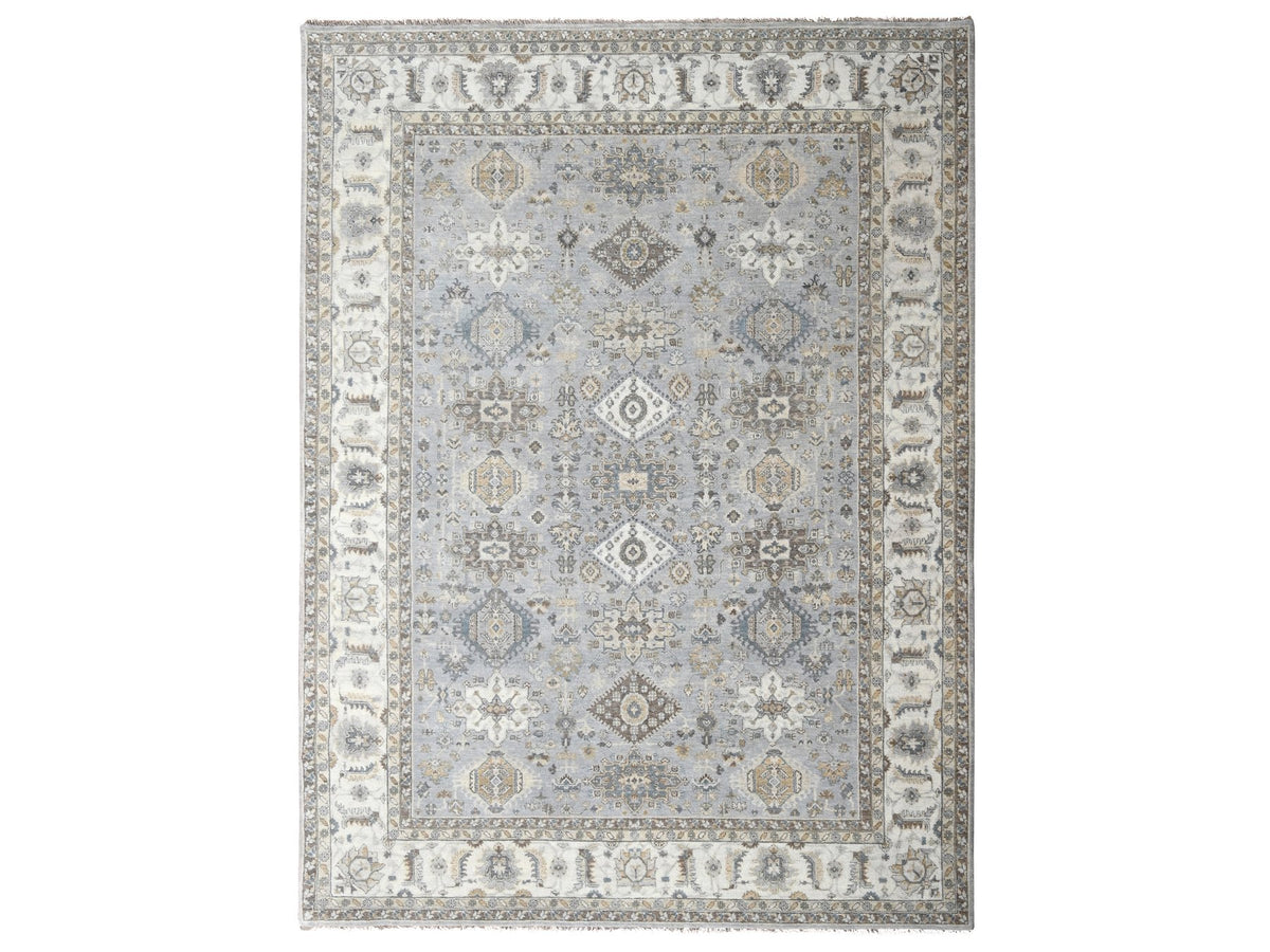 Heriz hand-knotted wool rug in Gray & Ivory, 9' x 11'10" — SKU O084567