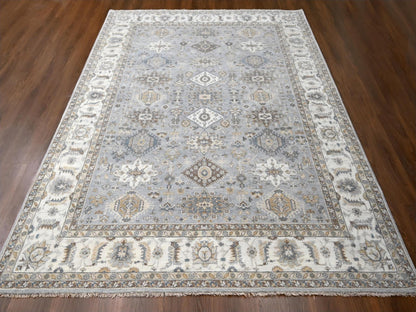 Heriz hand-knotted wool rug in Gray & Ivory, 9' x 11'10" — SKU O084567 (view 2)