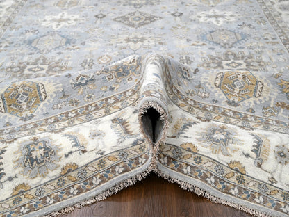 Heriz hand-knotted wool rug in Gray & Ivory, 9' x 11'10" — SKU O084567 (view 5)
