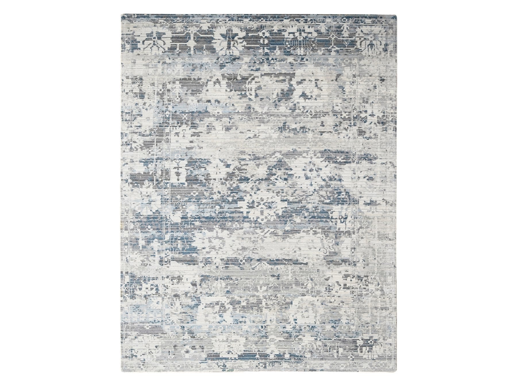 Modern / Contemporary hand-knotted wool rug in Ivory, 9'3" x 12' — SKU O084578