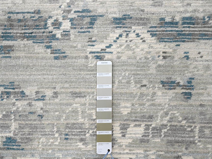 Ivory 9'3" x 12'0" Modern and Contemporary Hand knotted Wool Rug - Sku: O084578