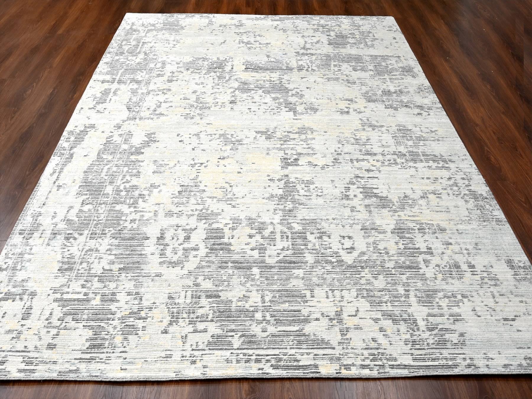 Modern / Contemporary hand-knotted wool rug in Ivory, 9' x 11'10" — SKU O084579 (view 2)