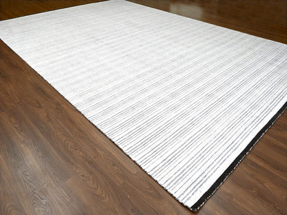 Ivory 11'11" x 18'1" Modern and Contemporary Handloom Wool/Silk Rug - Sku: O084582