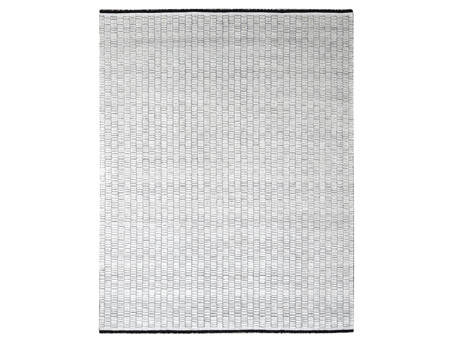 Modern / Contemporary hand-knotted wool/plant based silk rug in Ivory, 9' x 11'9" — SKU O084585