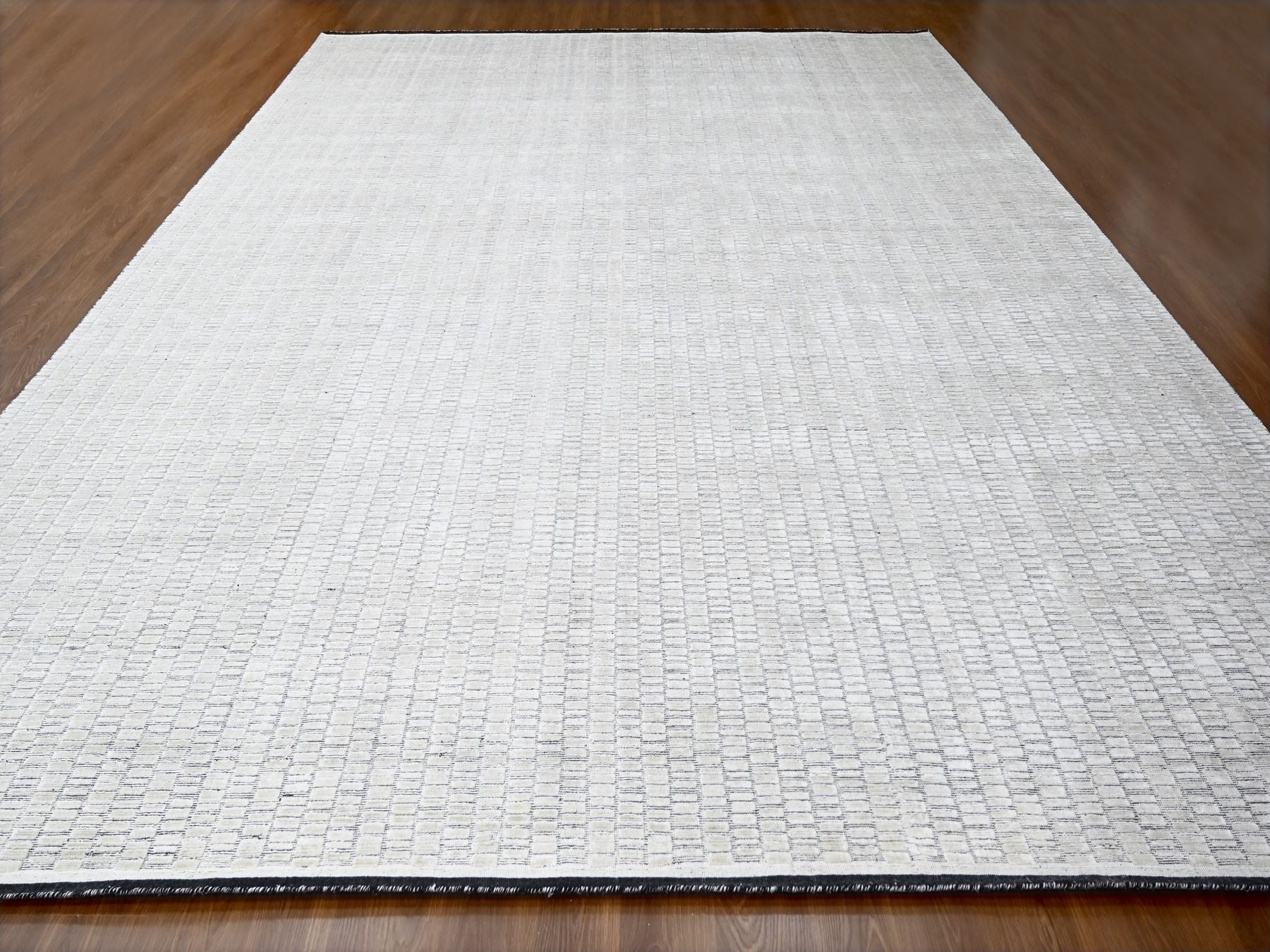 Ivory 14'2" x 18'0" Modern and Contemporary Handloom Wool/Silk Rug - Sku: O084588