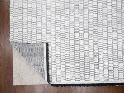 Ivory 14'2" x 18'0" Modern and Contemporary Handloom Wool/Silk Rug - Sku: O084588