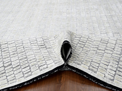 Ivory 14'2" x 18'0" Modern and Contemporary Handloom Wool/Silk Rug - Sku: O084588