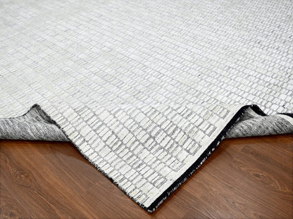 Ivory 14'2" x 18'0" Modern and Contemporary Handloom Wool/Silk Rug - Sku: O084588