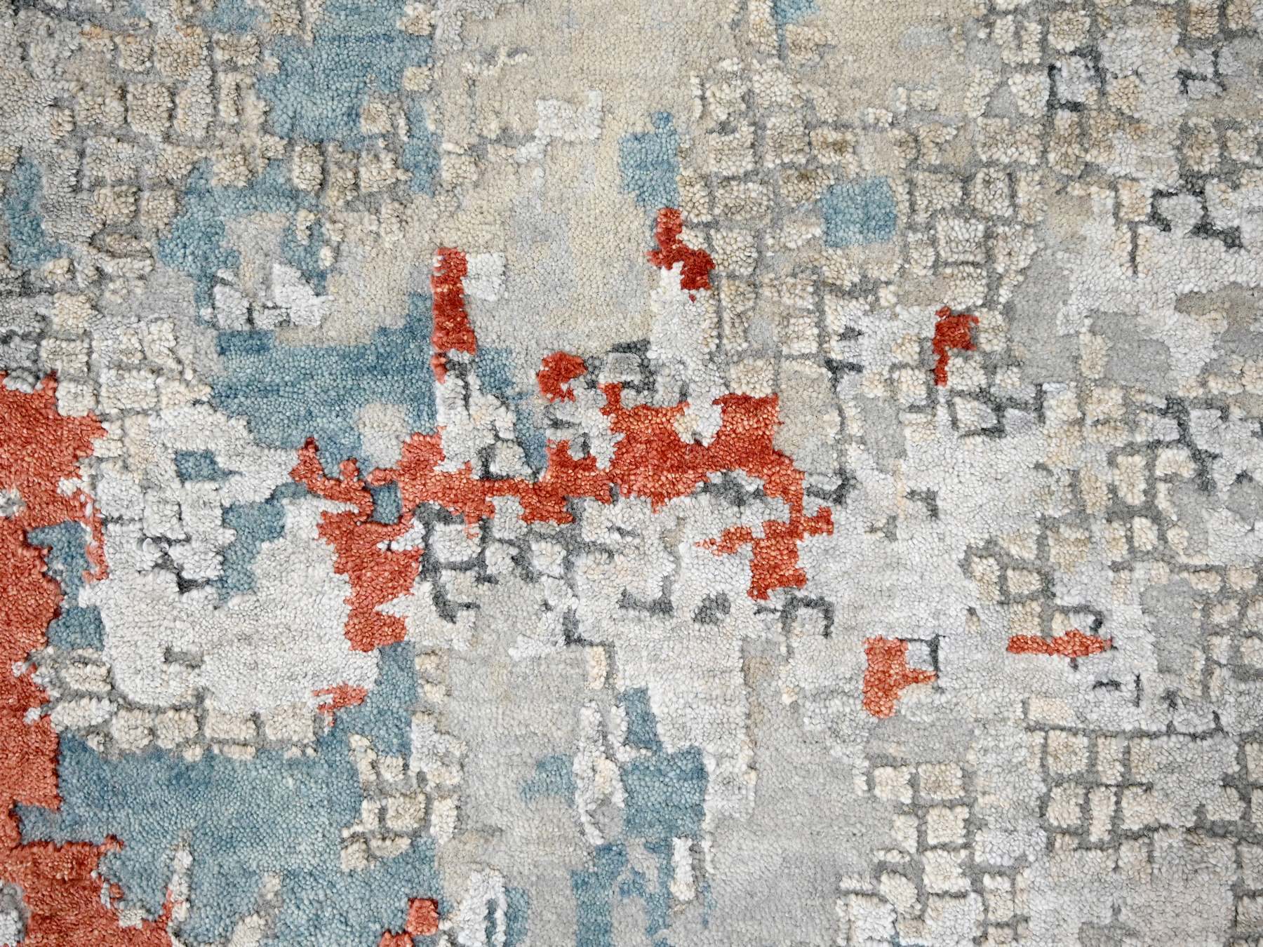 Modern / Contemporary hand-knotted wool/silk rug in Orange, 12' x 17'10" — SKU O084591 (view 8)