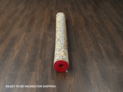 Heriz hand-knotted wool rug in Red & Buttery Brown, 8' x 8' — SKU O084593 (view 5)
