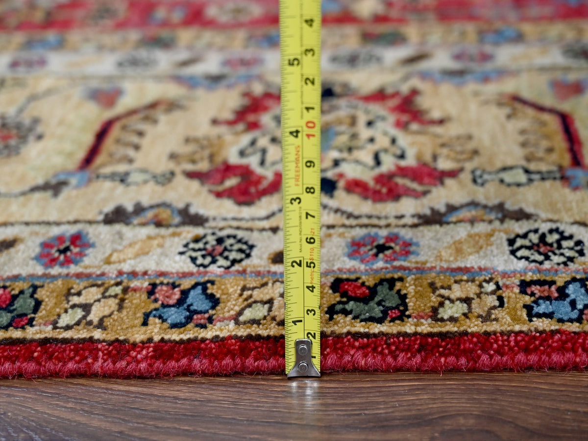 Heriz hand-knotted wool rug in Red & Buttery Brown, 8' x 8' — SKU O084593 (view 6)
