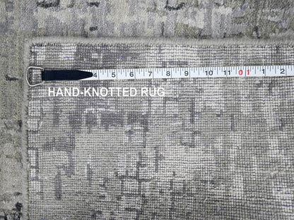 Modern / Contemporary hand-knotted wool/silk runner in Gray, 2'6" x 9'9" — SKU O084604 (view 8)