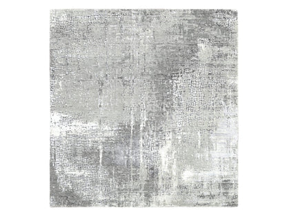 Modern / Contemporary hand-knotted wool/silk rug in Gray, 5'9" x 5'10" — SKU O084605