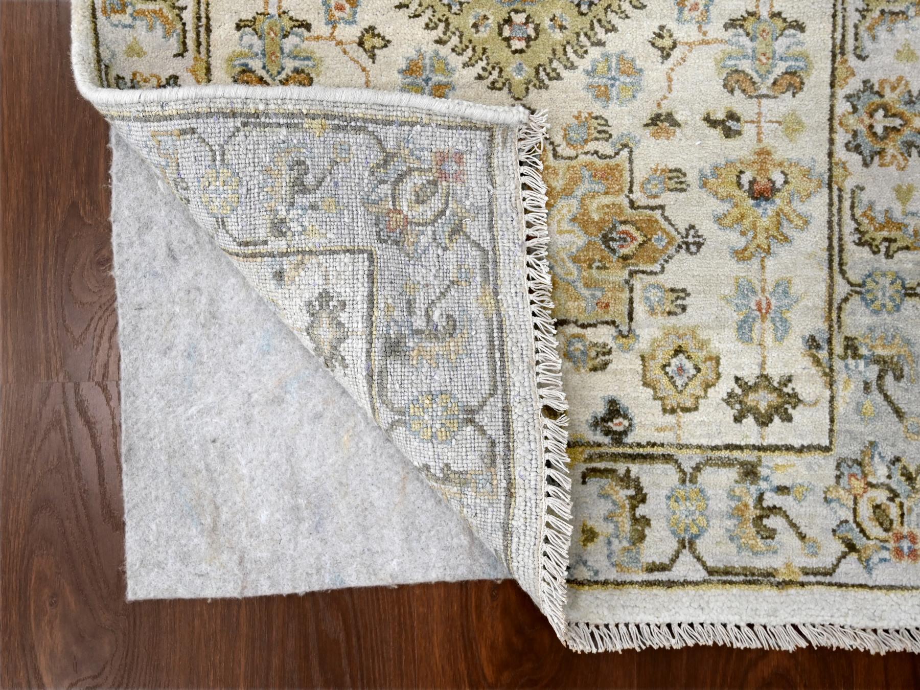 Tribal Heriz hand-knotted wool runner in Ivory & Silver Gray, 2'7" x 7'9" — SKU O084607 (view 3)