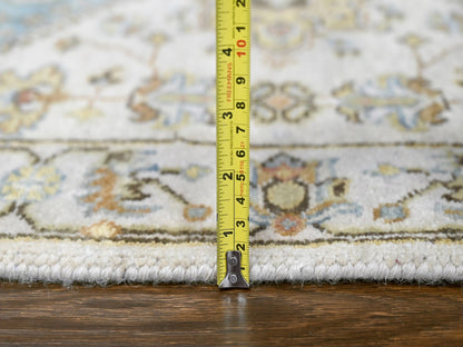 Tribal Heriz hand-knotted wool runner in Ivory & Silver Gray, 2'7" x 7'9" — SKU O084607 (view 7)