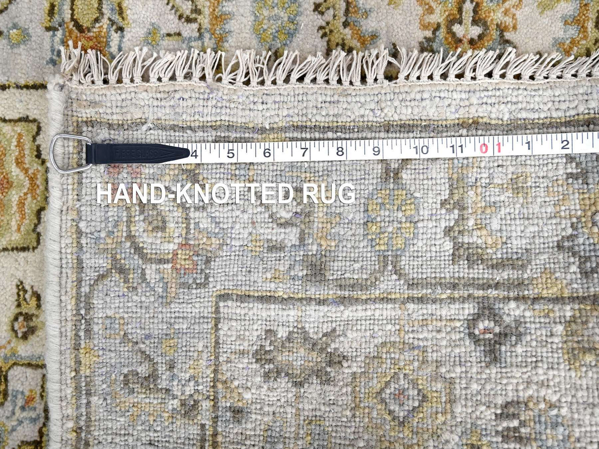 Tribal Heriz hand-knotted wool runner in Ivory & Silver Gray, 2'7" x 7'9" — SKU O084607 (view 8)